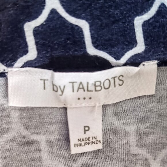 T by Talbots Blue Trellis Print Full Zip Cardigan - Picture 4 of 5